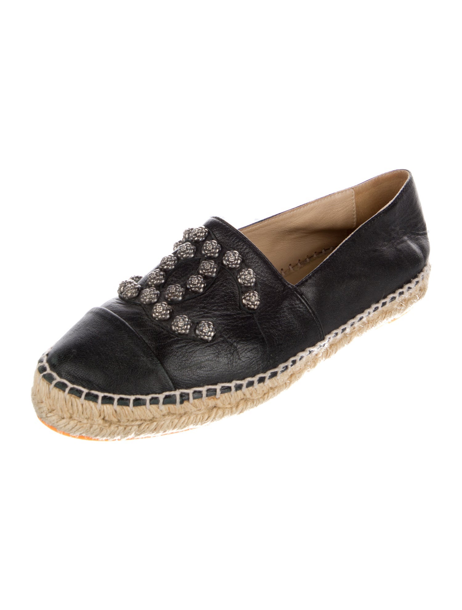 Chanel Interlocking CC Logo Leather Espadrilles