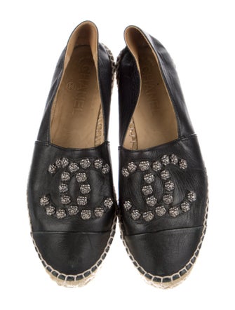 Chanel Interlocking CC Logo Leather Espadrilles