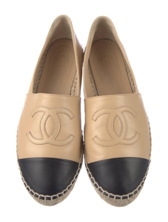 Chanel Interlocking CC Logo Leather Espadrilles