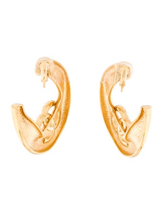 Chanel 2024 Faux Pearl & Strass CC Clip-On Hoop Earrings
