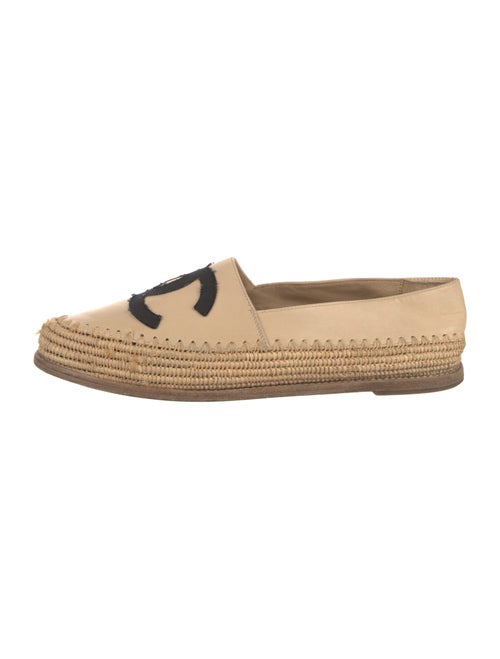 Chanel Interlocking CC Logo Leather Espadrilles