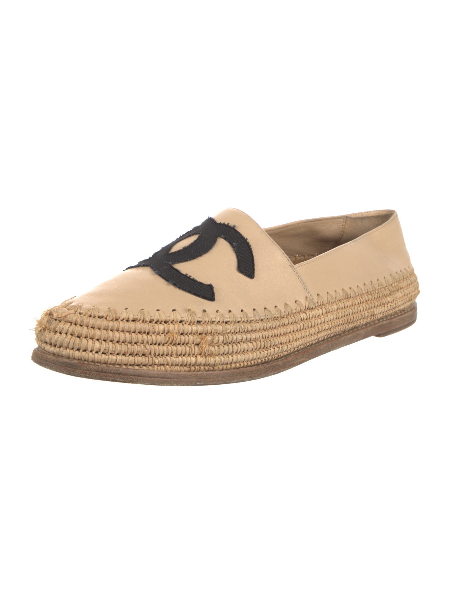 Chanel Interlocking CC Logo Leather Espadrilles