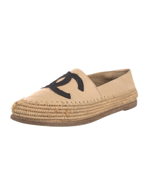 Chanel Interlocking CC Logo Leather Espadrilles