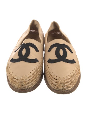 Chanel Interlocking CC Logo Leather Espadrilles