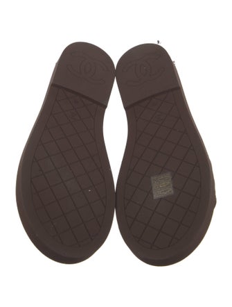 Chanel Interlocking CC Logo Leather Slides