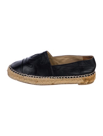 Chanel Interlocking CC Logo Leather Espadrilles