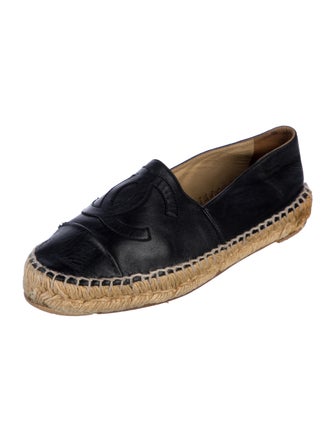 Chanel Interlocking CC Logo Leather Espadrilles