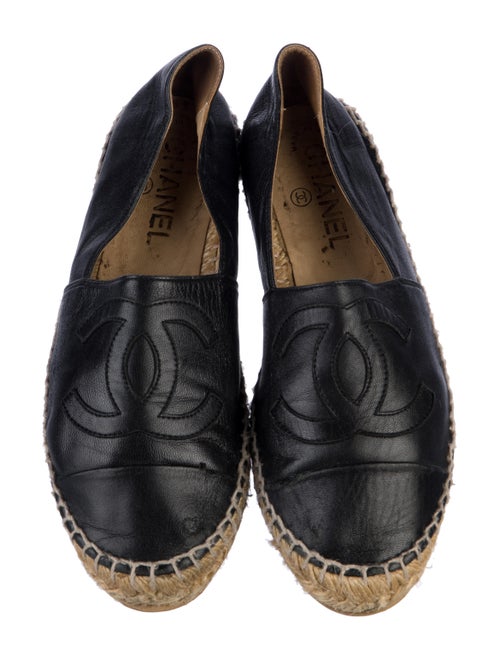 Chanel Interlocking CC Logo Leather Espadrilles