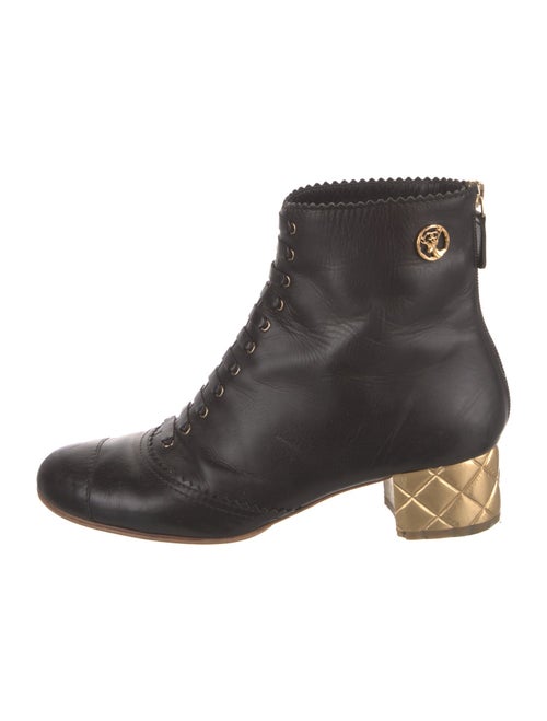Chanel 2015 Interlocking CC Logo Lace-Up Boots