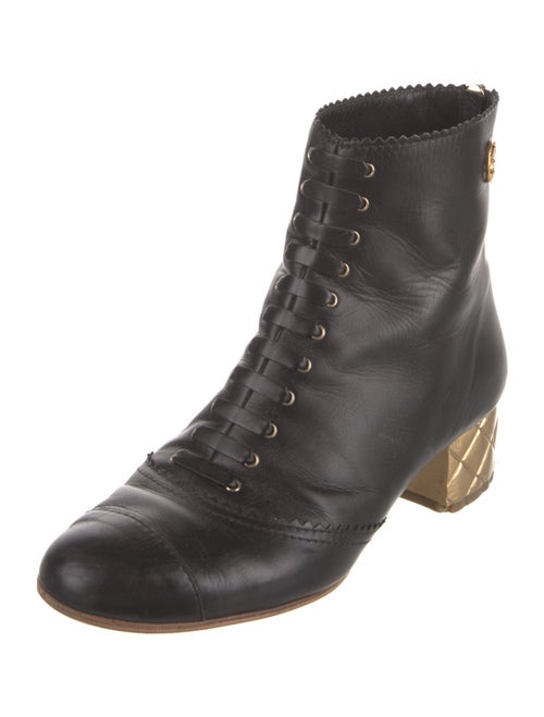 Chanel 2015 Interlocking CC Logo Lace-Up Boots