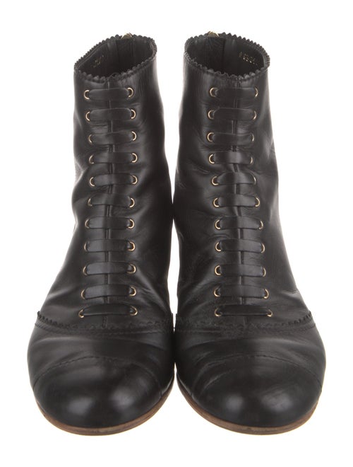 Chanel 2015 Interlocking CC Logo Lace-Up Boots