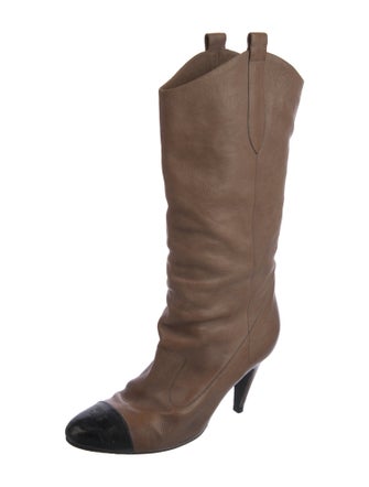 Chanel Interlocking CC Logo Leather Boots