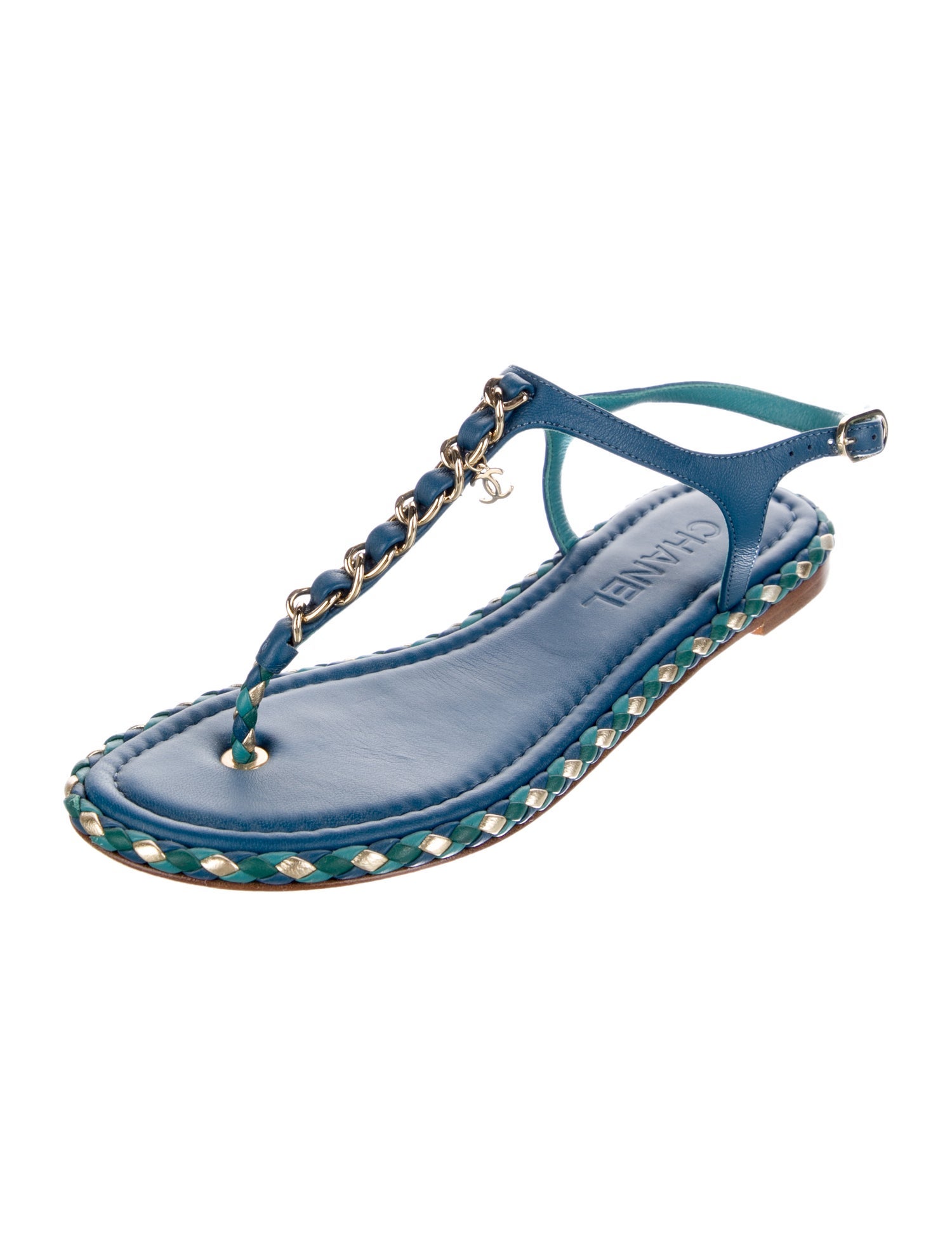 Chanel 2017 Interlocking CC Logo T-Strap Sandals