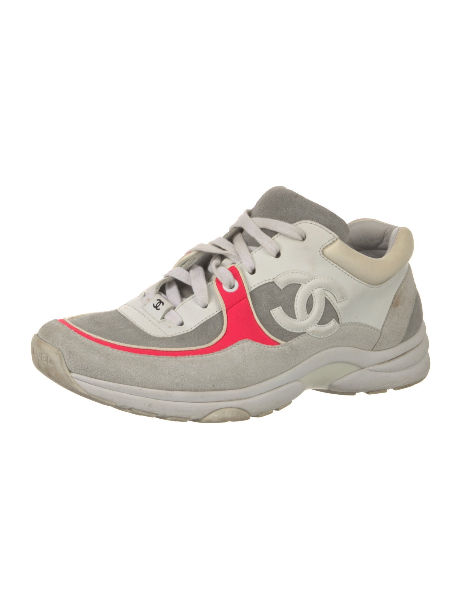 Chanel Interlocking CC Logo Suede Sneakers