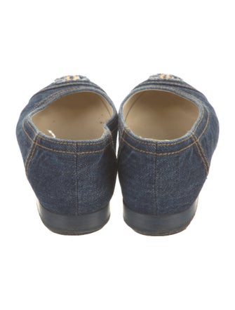 Chanel Interlocking CC Logo Denim Ballet Flats