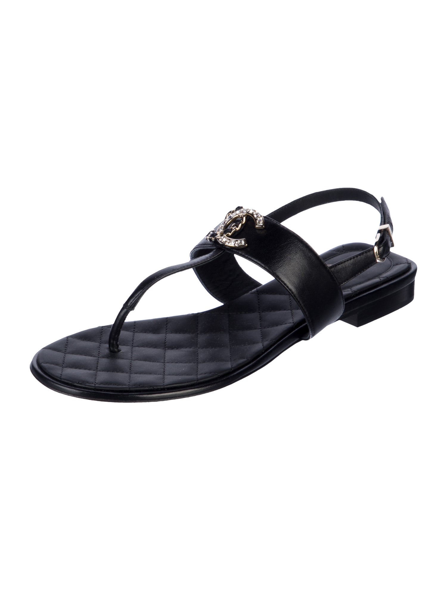 Chanel 2015 Interlocking CC Logo Slingback Sandals