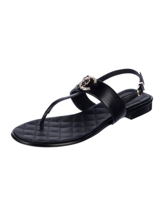 Chanel 2015 Interlocking CC Logo Slingback Sandals