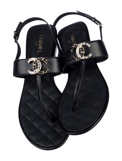 Chanel 2015 Interlocking CC Logo Slingback Sandals