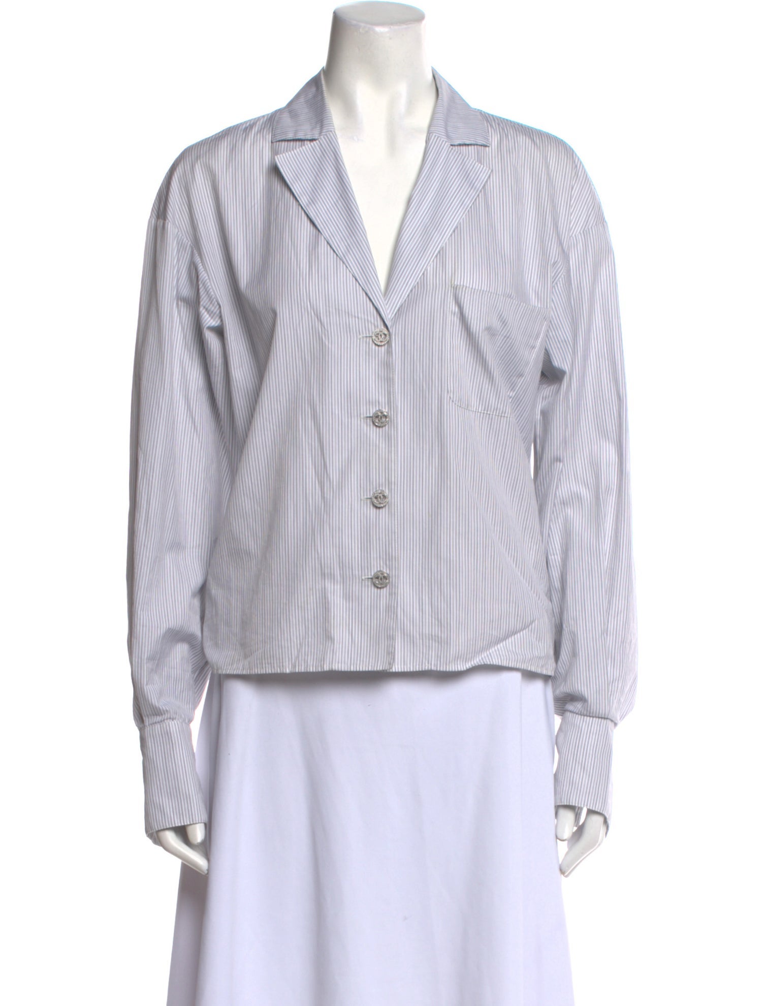 Chanel 2020 Striped Button-Up Top