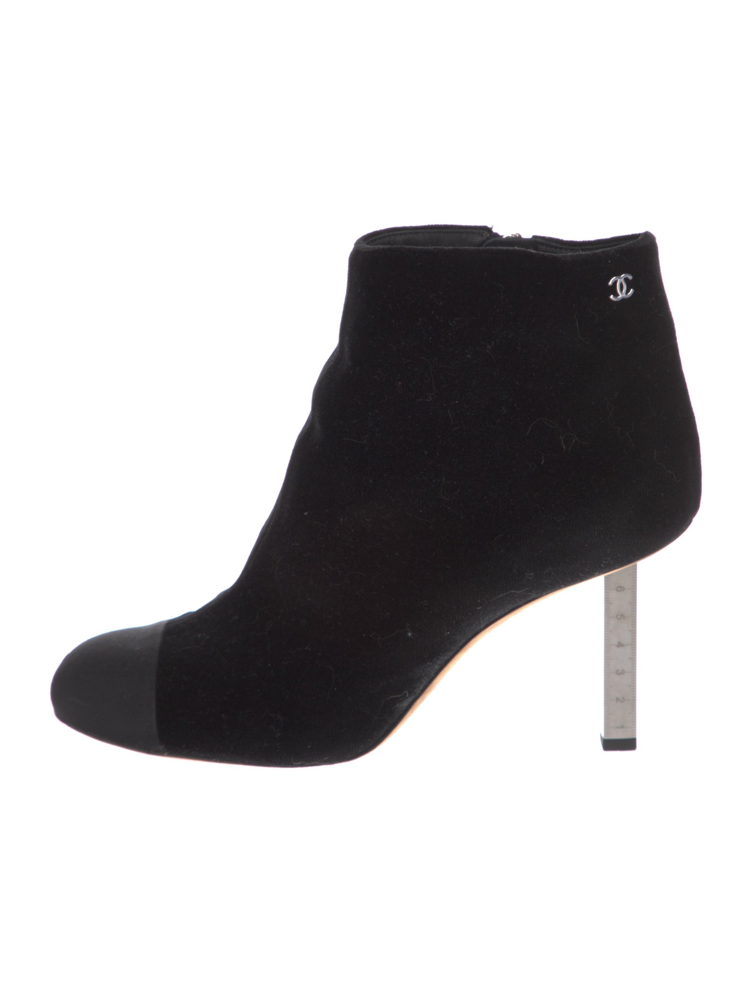 Chanel Interlocking CC Logo Velvet Boots