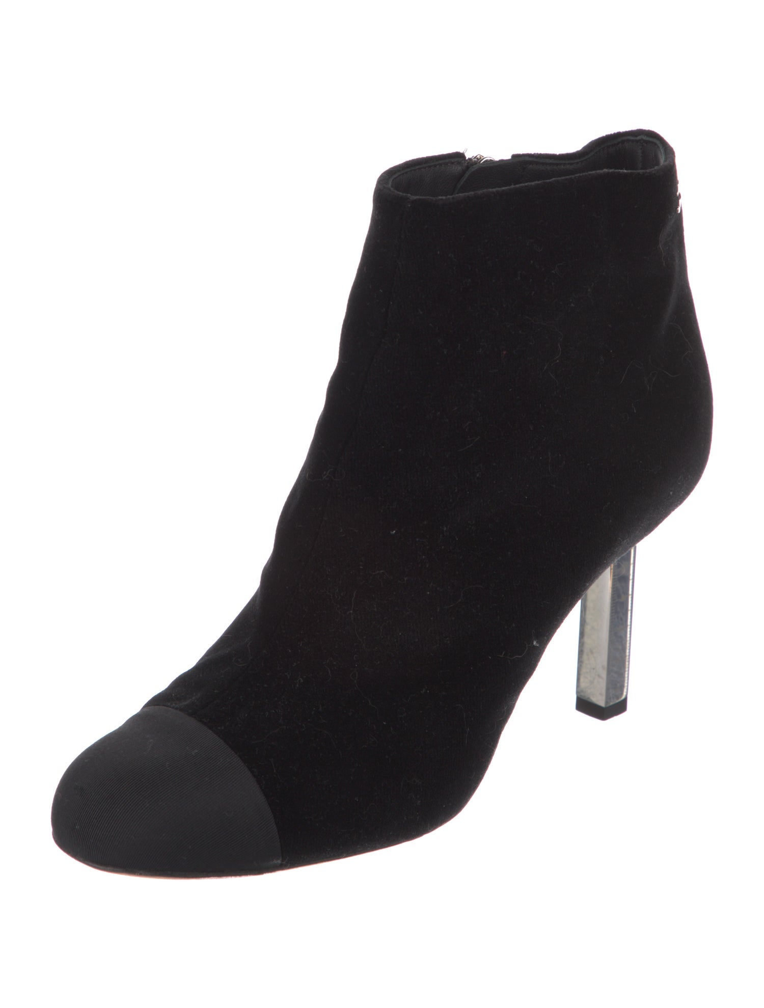 Chanel Interlocking CC Logo Velvet Boots