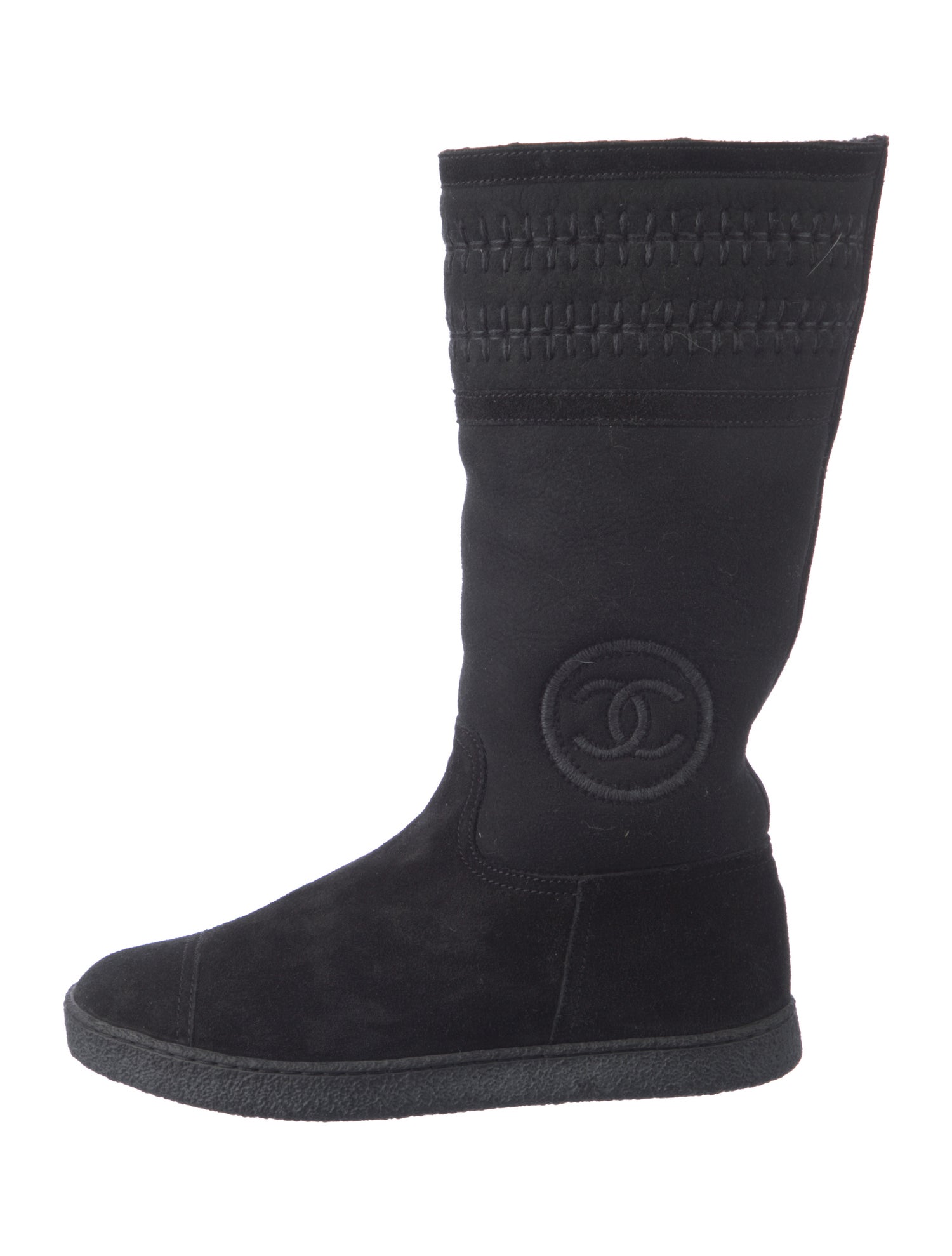Chanel Interlocking CC Logo Suede Sock Boots