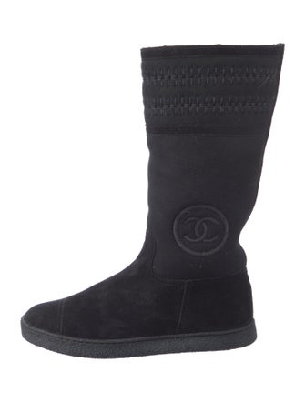 Chanel Interlocking CC Logo Suede Sock Boots