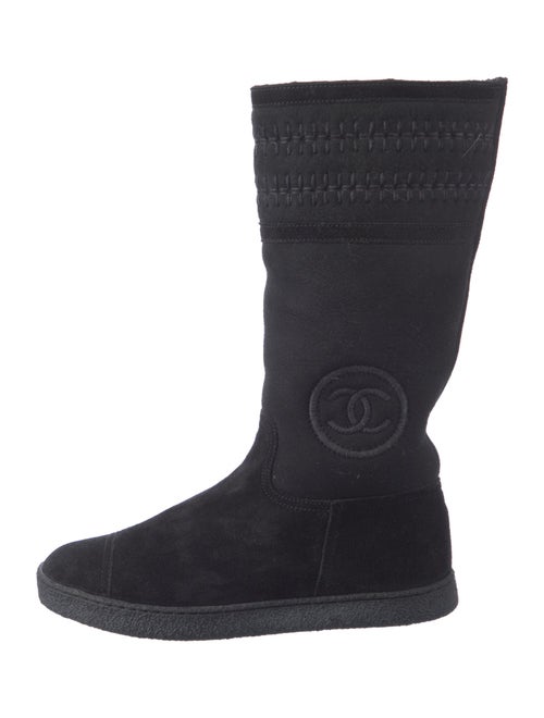 Chanel Interlocking CC Logo Suede Sock Boots