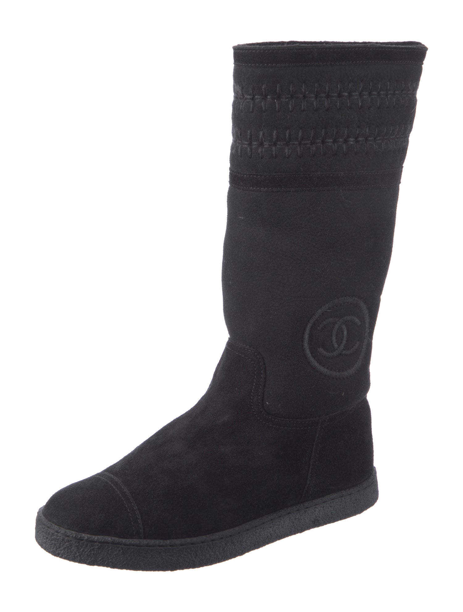 Chanel Interlocking CC Logo Suede Sock Boots