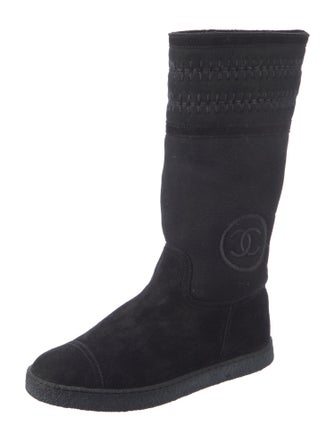 Chanel Interlocking CC Logo Suede Sock Boots