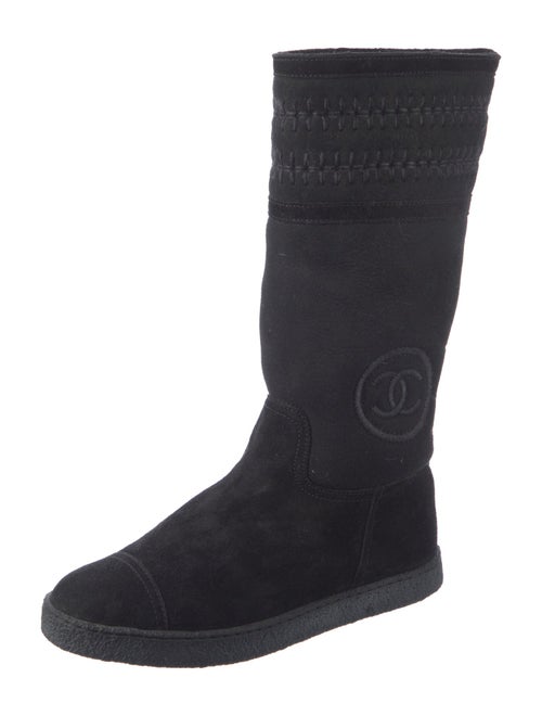 Chanel Interlocking CC Logo Suede Sock Boots