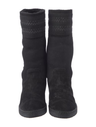 Chanel Interlocking CC Logo Suede Sock Boots