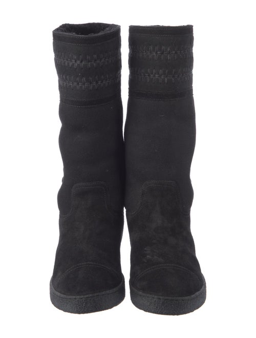 Chanel Interlocking CC Logo Suede Sock Boots