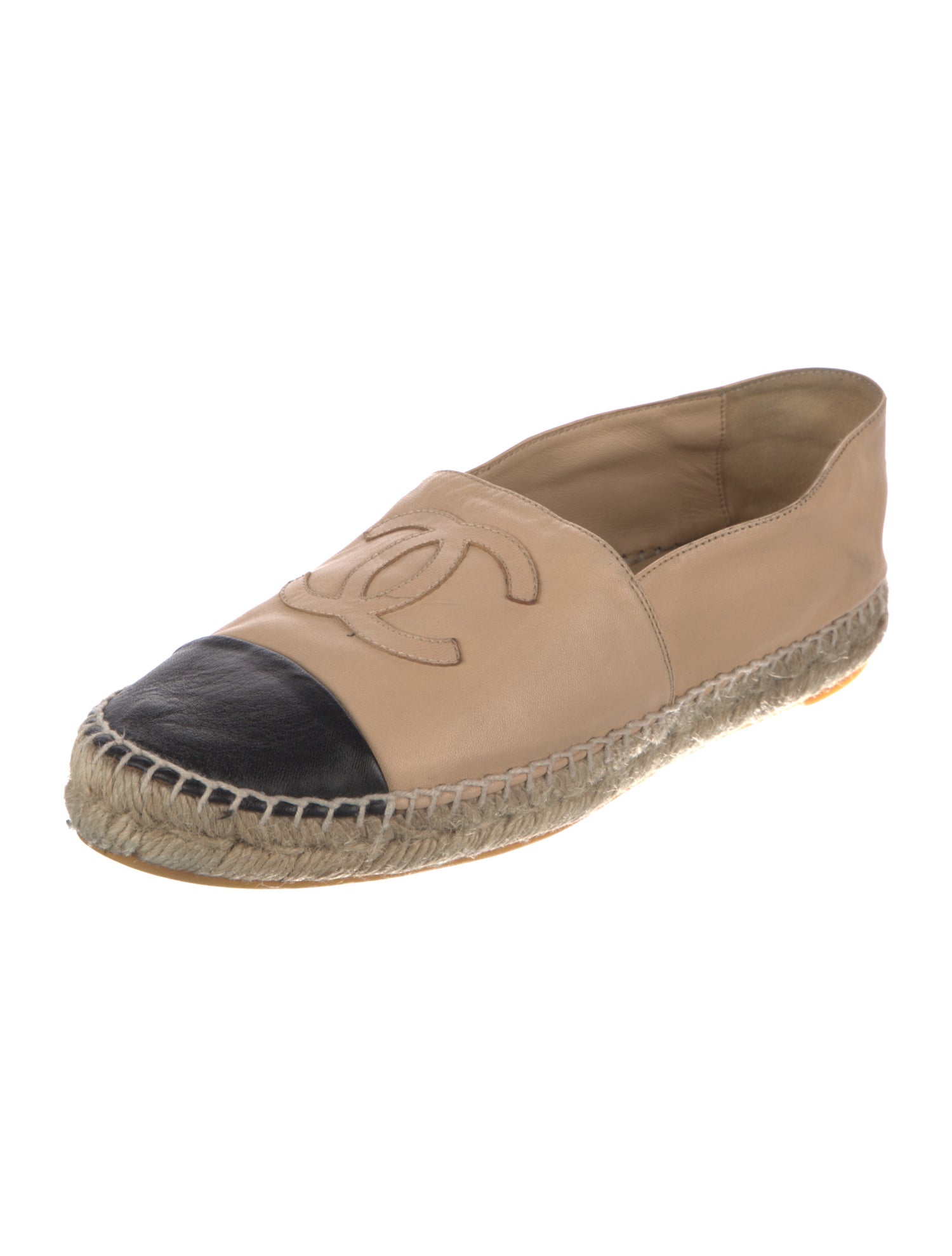 Chanel Interlocking CC Logo Leather Espadrilles