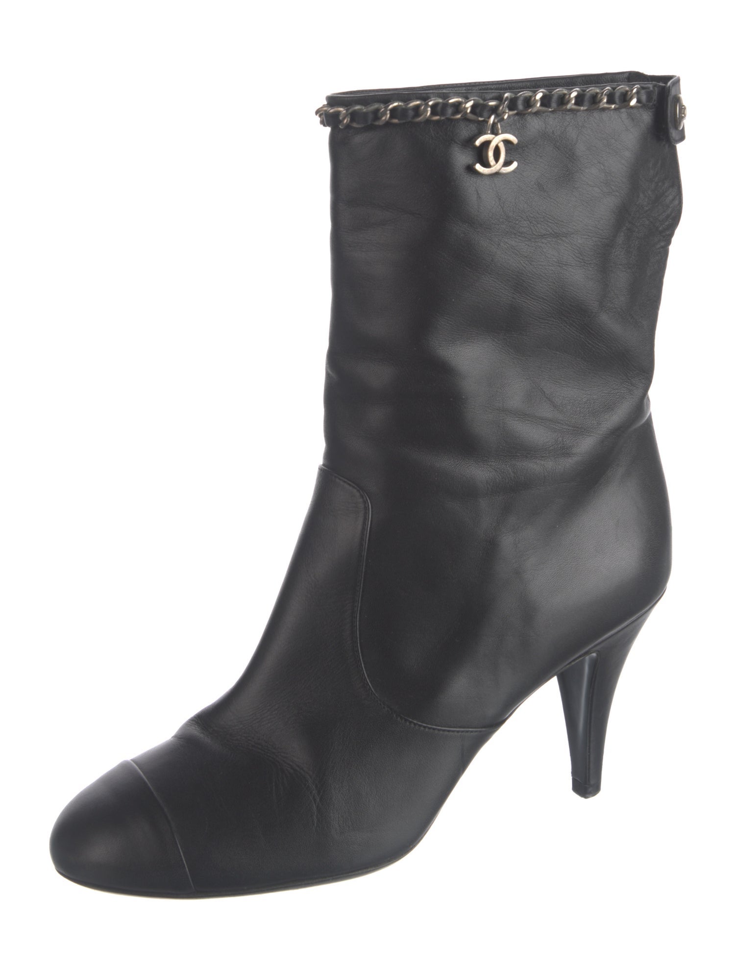 Chanel Interlocking CC Logo Leather Boots