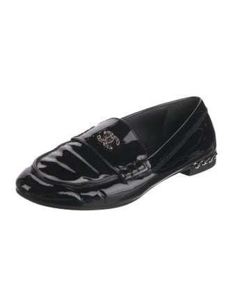 Chanel Interlocking CC Logo Patent Leather Loafers