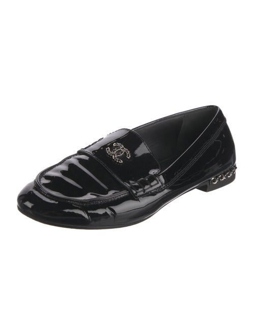 Chanel Interlocking CC Logo Patent Leather Loafers