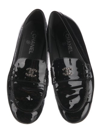 Chanel Interlocking CC Logo Patent Leather Loafers