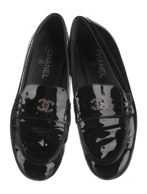 Chanel Interlocking CC Logo Patent Leather Loafers