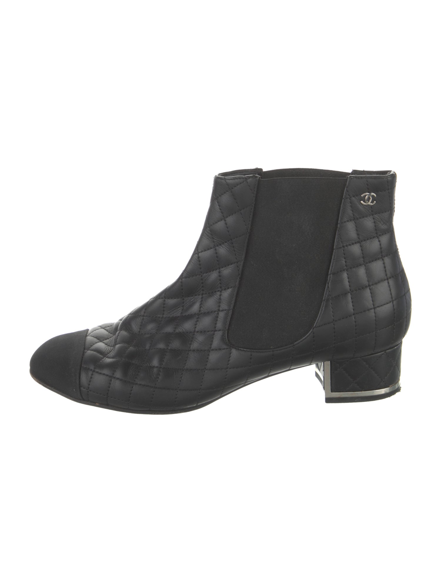 Chanel Interlocking CC Logo Leather Chelsea Boots
