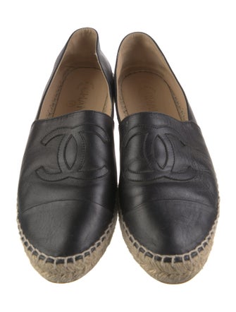 Chanel Interlocking CC Logo Leather Espadrilles