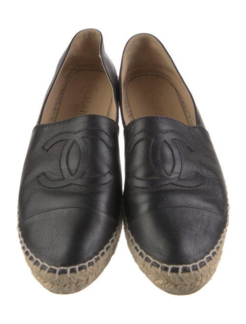 Chanel Interlocking CC Logo Leather Espadrilles