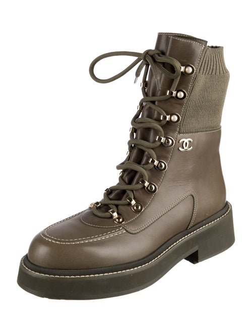 Chanel 2021 Interlocking CC Logo Combat Boots