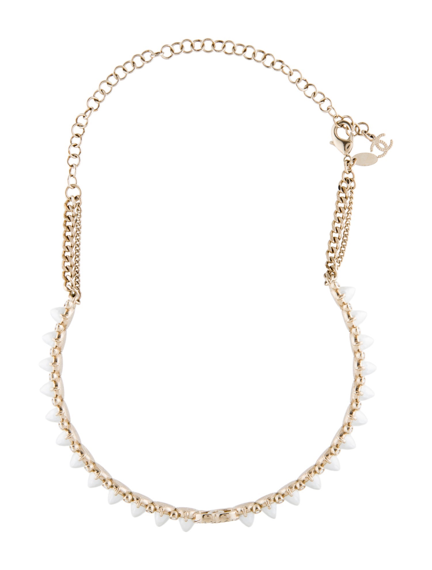 Chanel 2022 Faux Pearl & Strass CC Choker Necklace