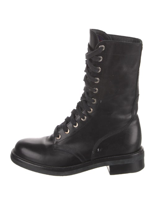 Chanel Interlocking CC Logo Leather Combat Boots