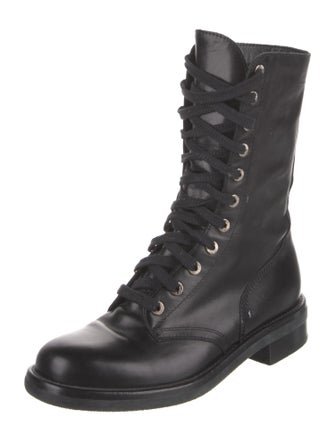 Chanel Interlocking CC Logo Leather Combat Boots
