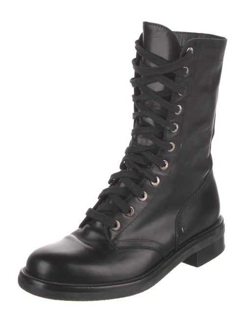 Chanel Interlocking CC Logo Leather Combat Boots