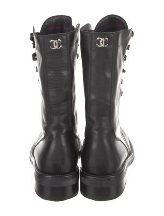 Chanel Interlocking CC Logo Leather Combat Boots