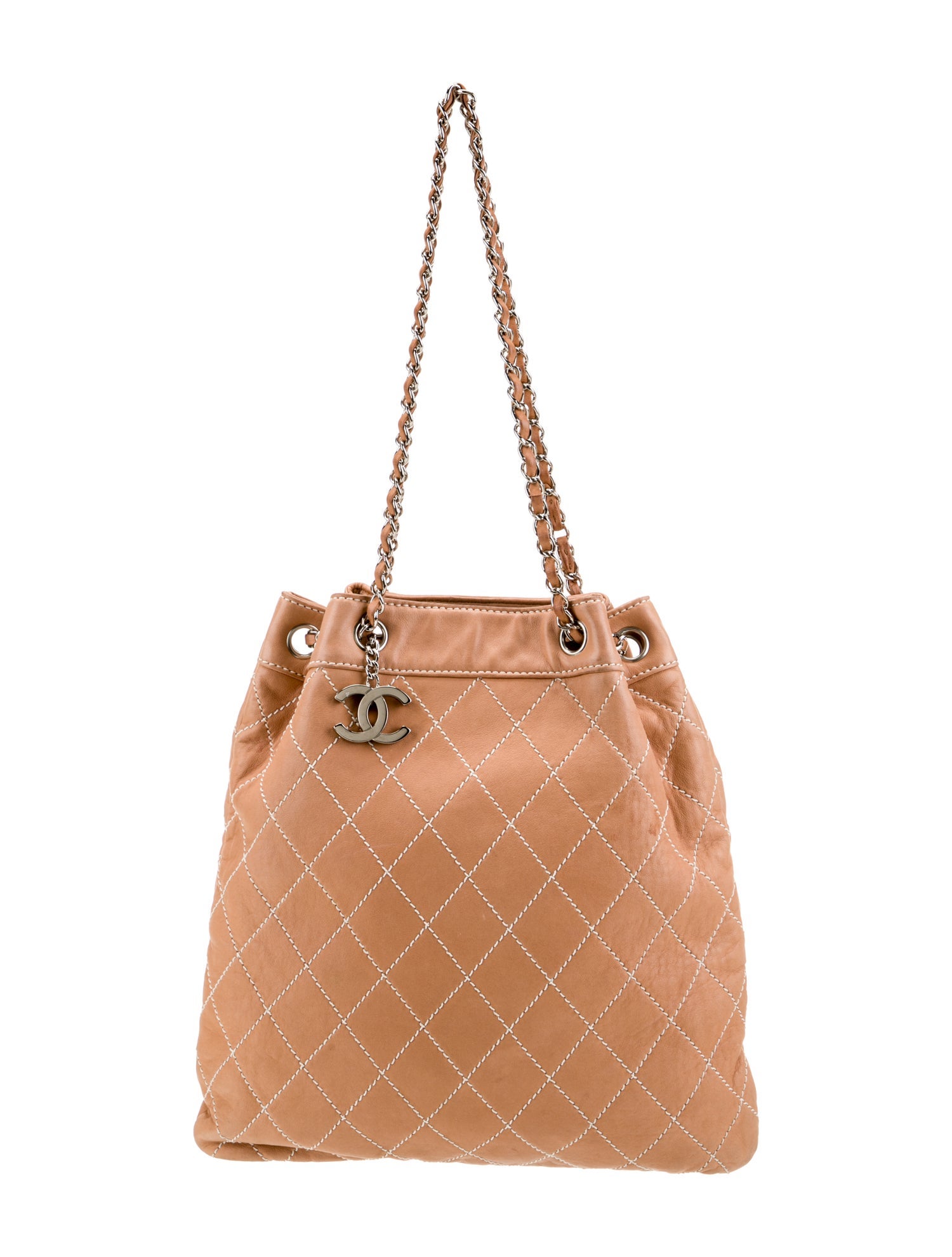 Chanel Surpique Drawstring Bucket Bag