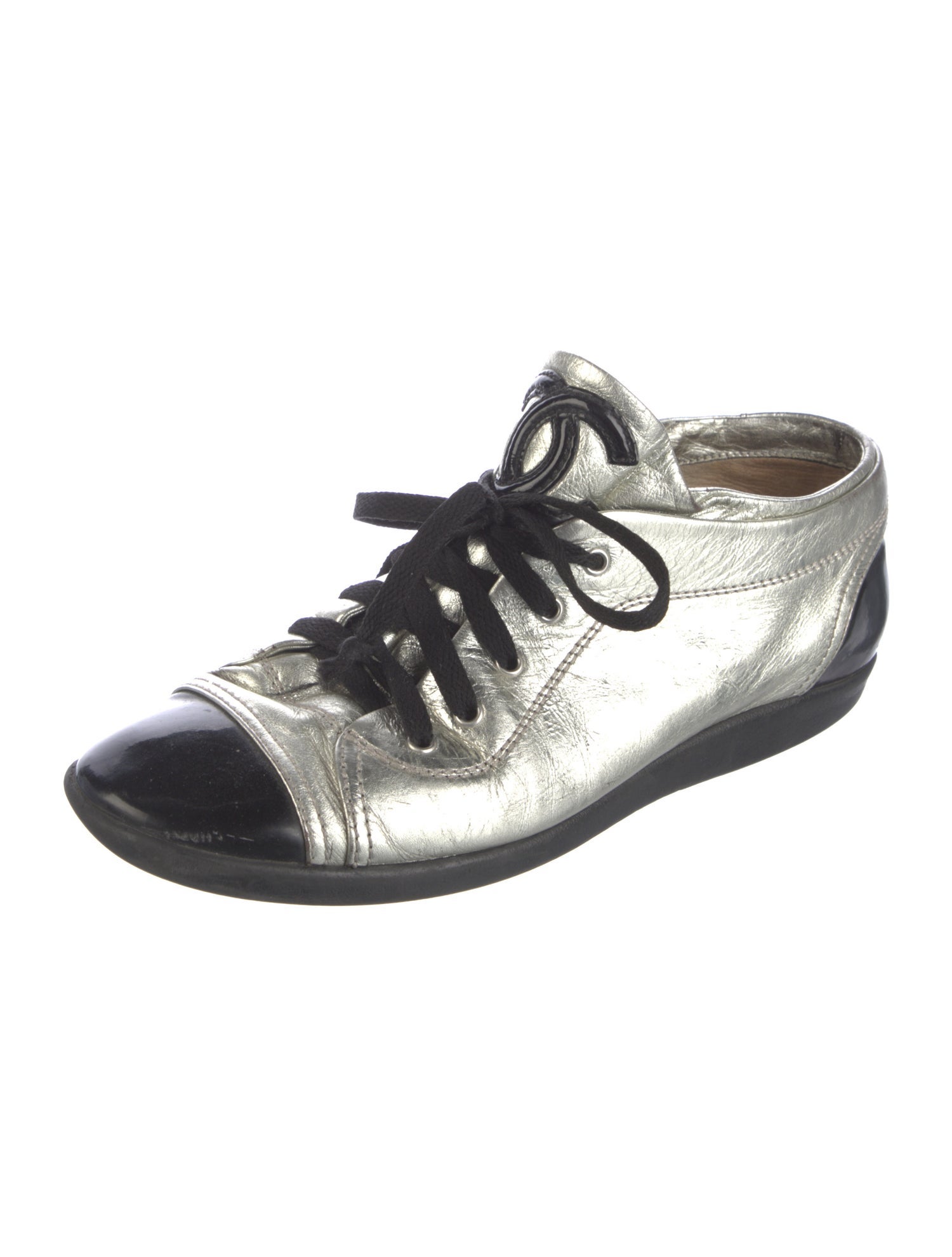 Chanel Interlocking CC Logo Leather Sneakers